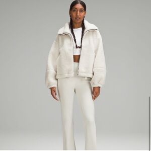 Lululemon Cinchable Fleece Zip Up in White Opal